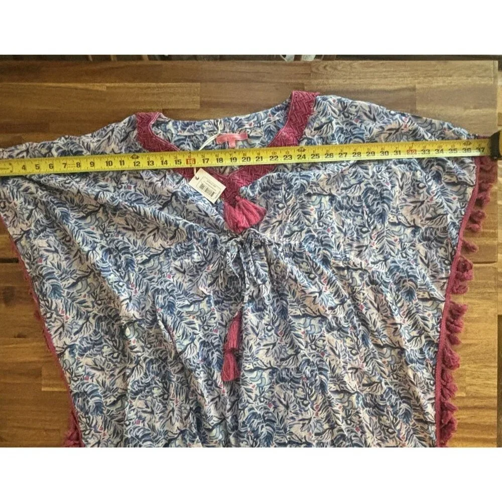 Simply Southern Cover Up‎ Size L -XL Blue Pink Tropical Beach Resort Vacay NEW